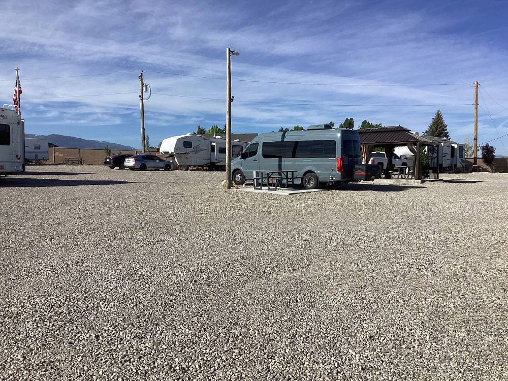 Van on the gravel site