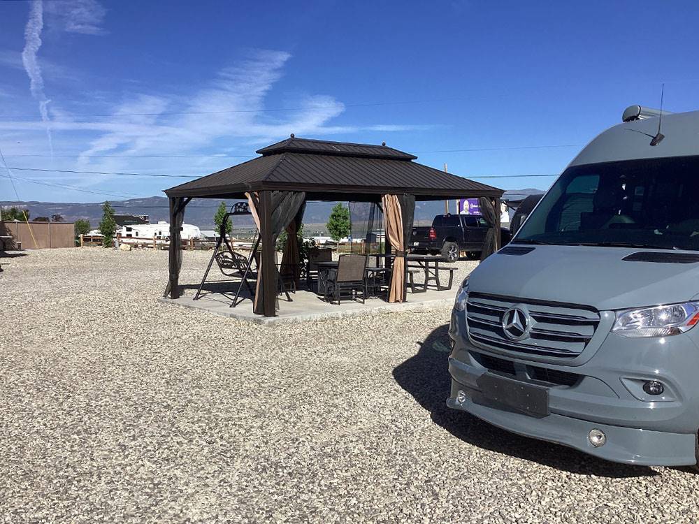 Van by the pavilion
