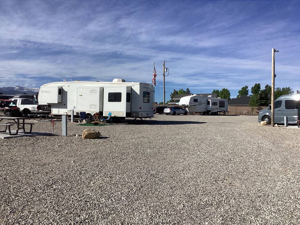 Trailers parked on gravel sites