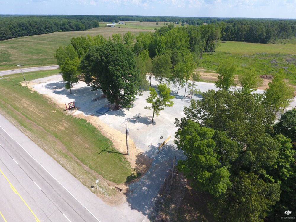 Aerial view of entrance at Natchez RV Park