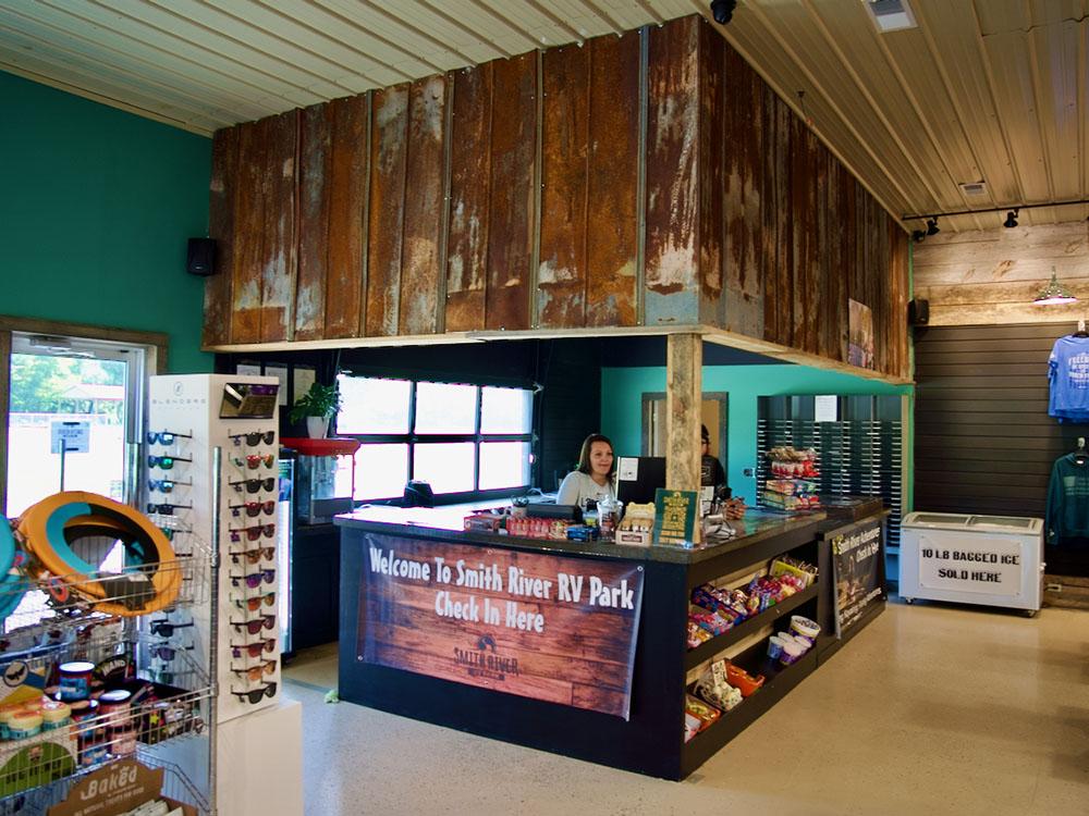 Campground store interior at SMITH RIVER RV PARK