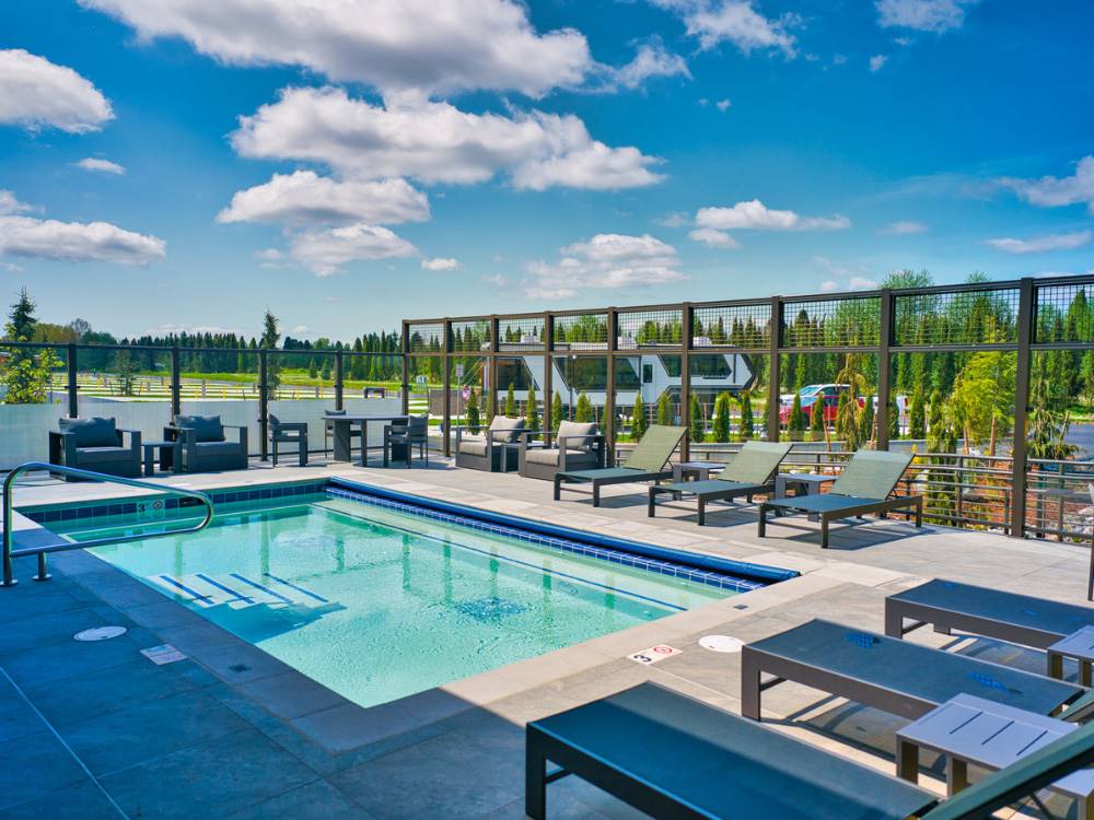 The fenced in swimming pool