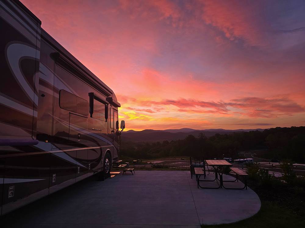 RV at site with a sunset view