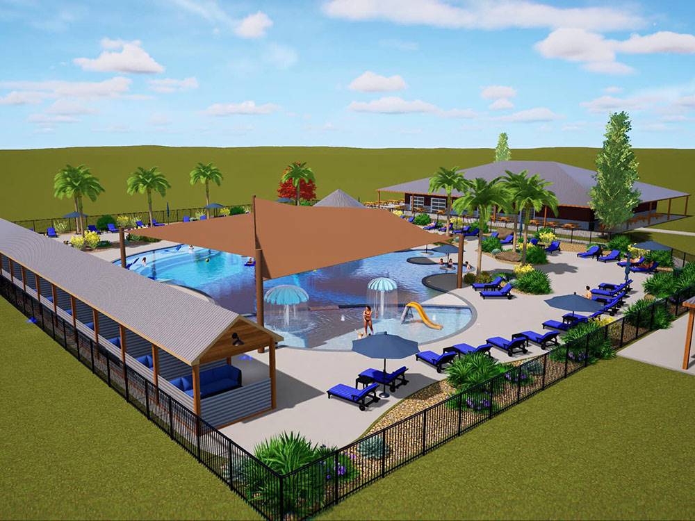 Rendering of pool area at Lagoon Ranch RV Resort