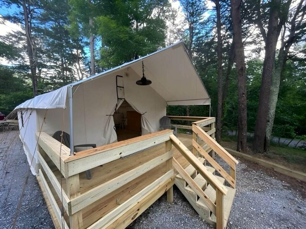 One of the glamping tents available at Timberline Glamping at Cheaha State Park