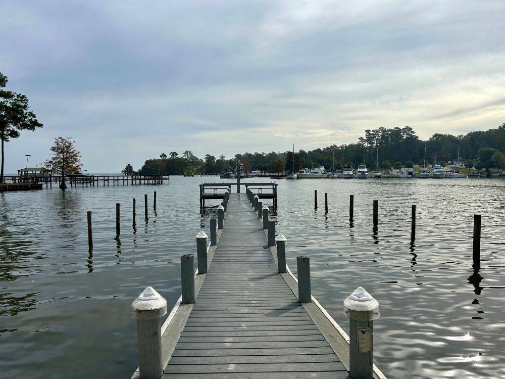 A pier on the lake at Mill Creek Marina & Campground