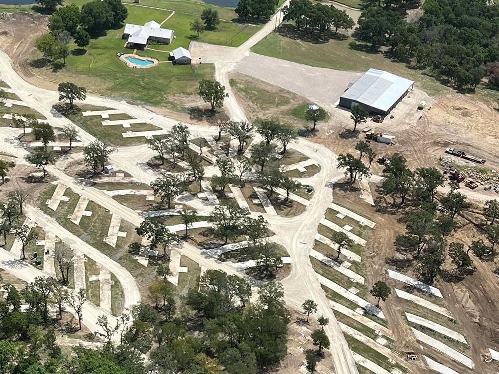 Aerial view of the park at The Woods RV and Cabin Resort