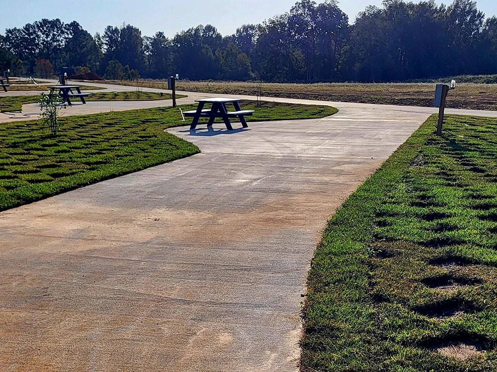 A long and wide concrete pad at Summer Breeze RV Park