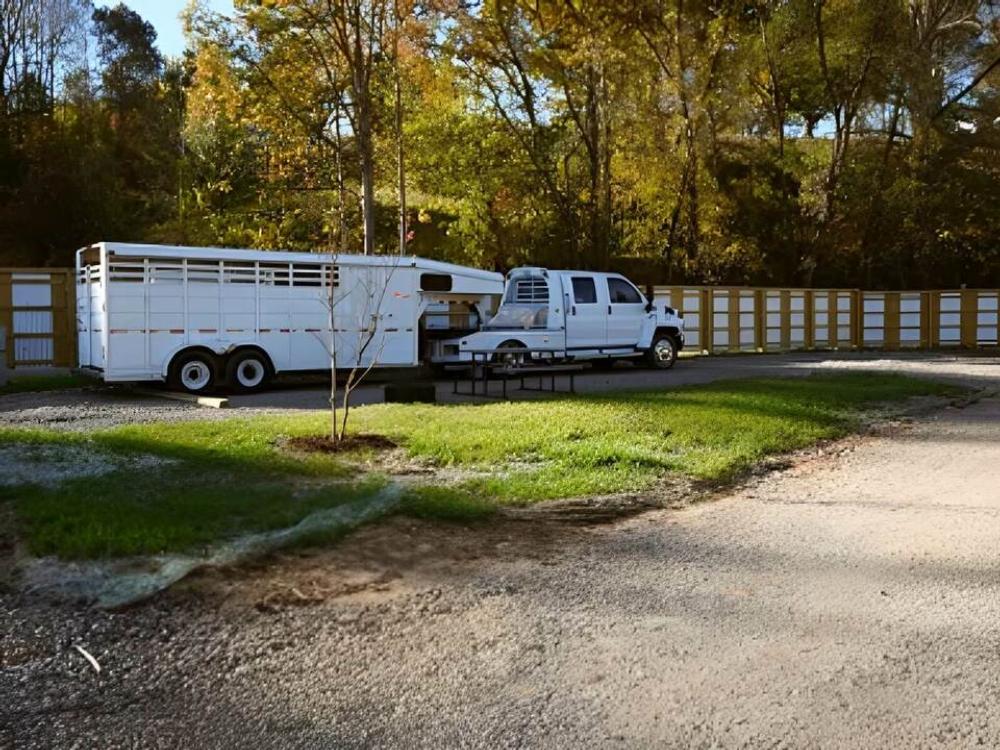 View of a trailer on campground at Dillsboro RV River Park