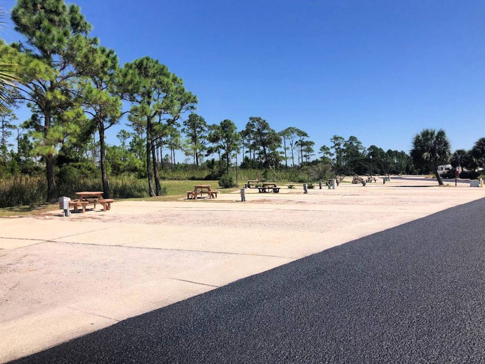 A view of a row of gravel sites