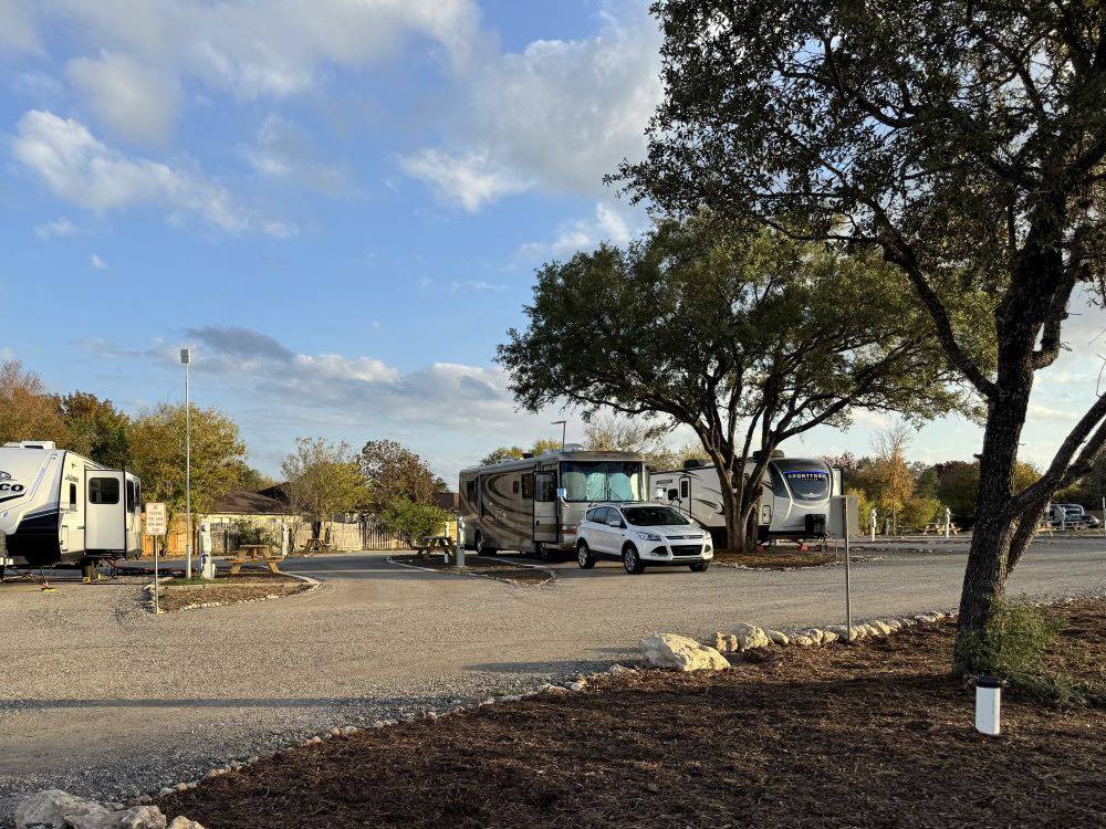 RVs parked in gravel sites