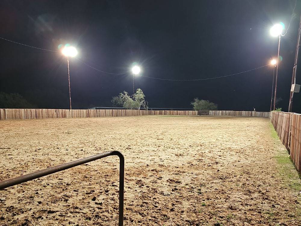 A fenced-in horse corral