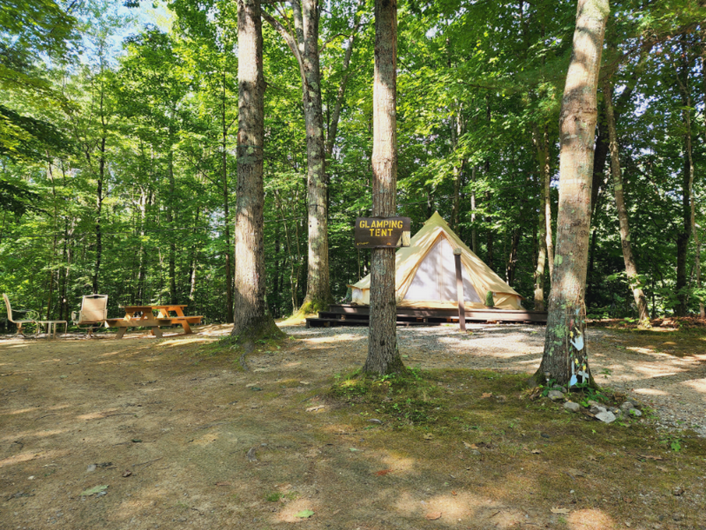 Glamping tent at Martin Stream Campground
