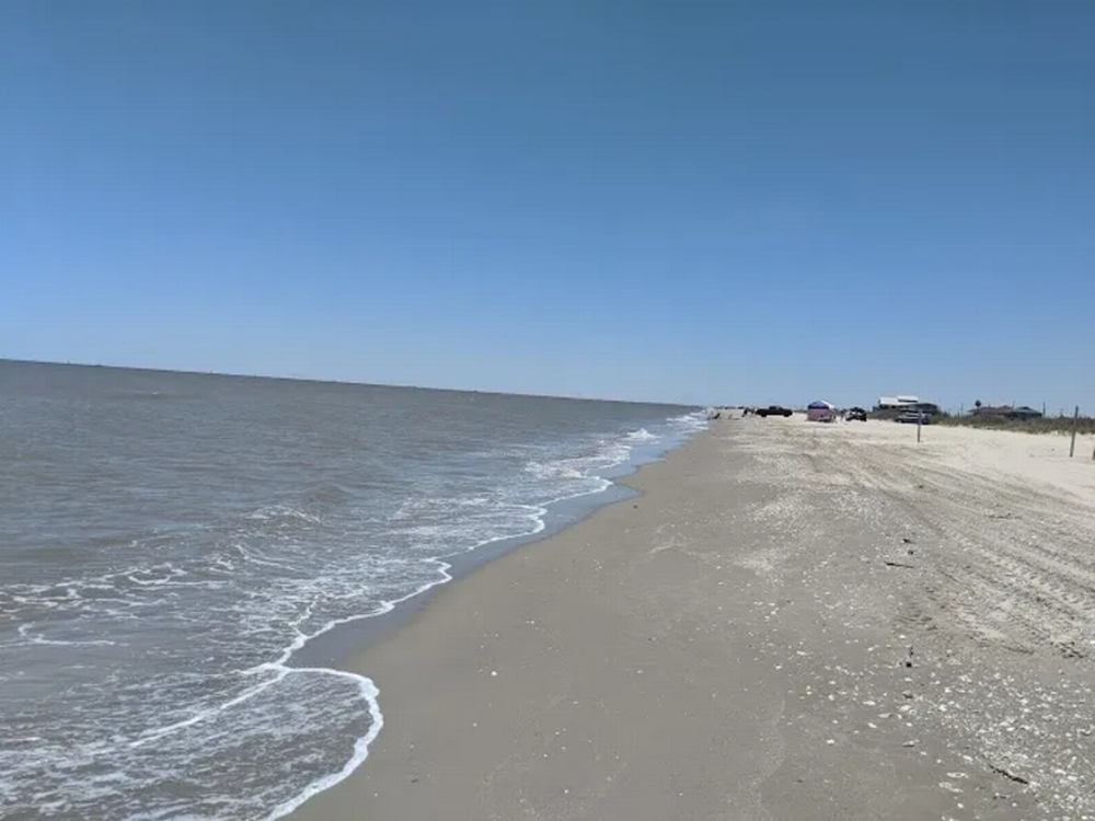 Aerial view of the seashore at Holly Beach RV Park