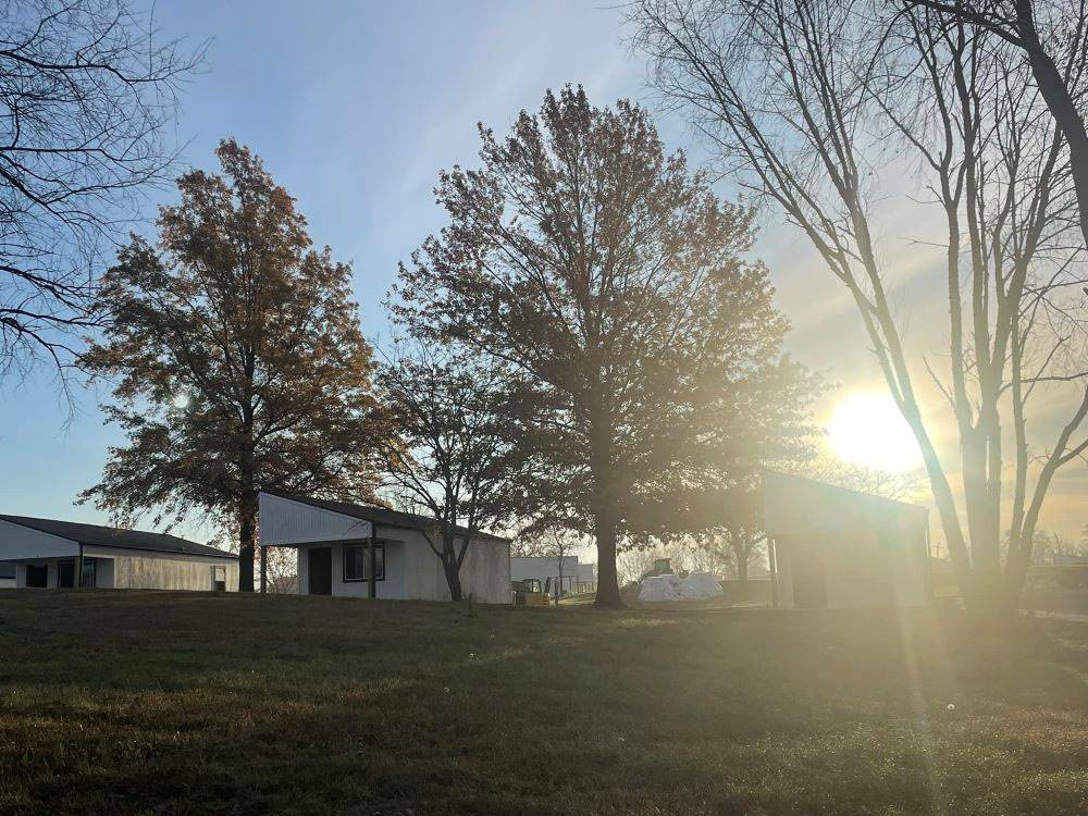 Rental cabins at sundown