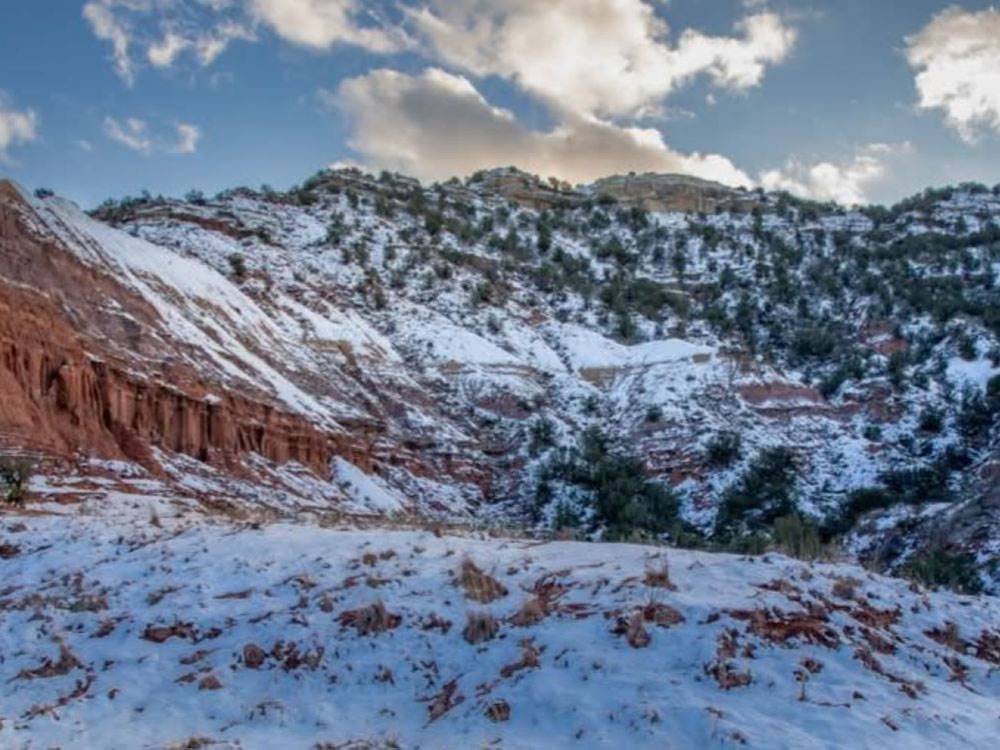 View of the snow-capped mountains