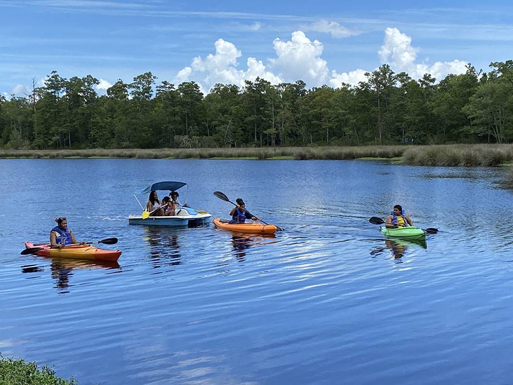 A group kayaking