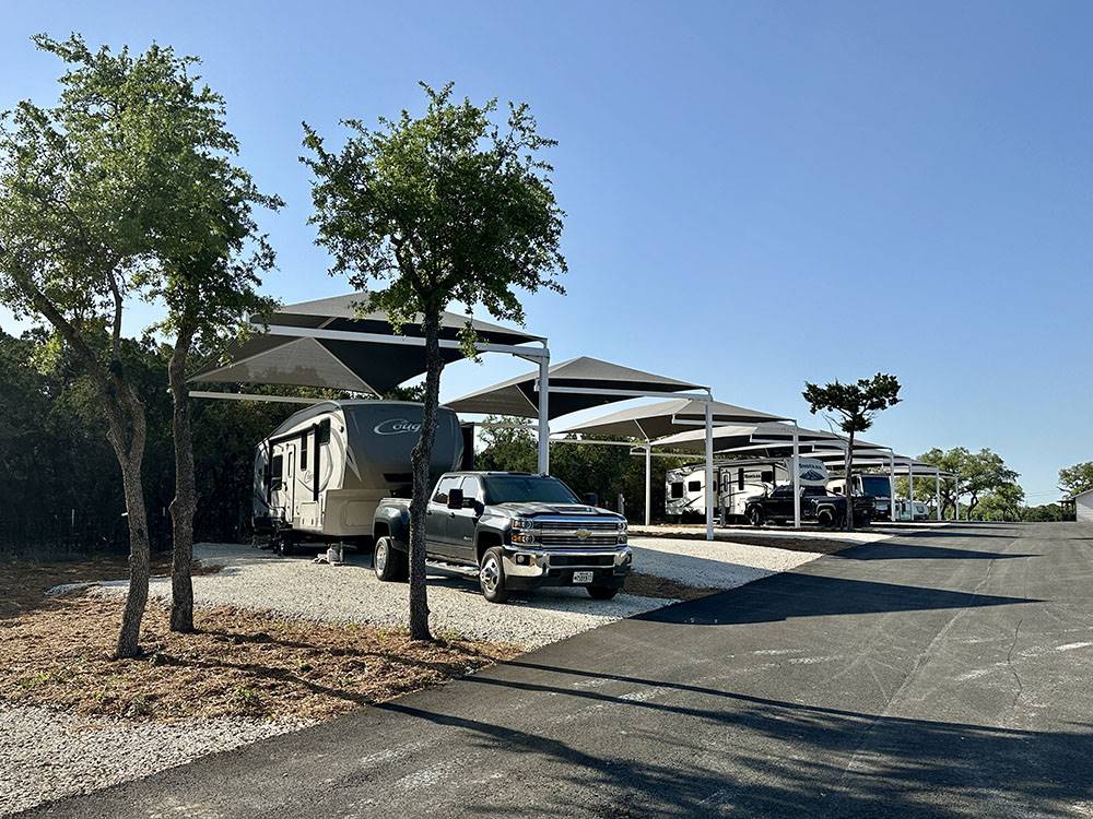 RVs parked in covered sites