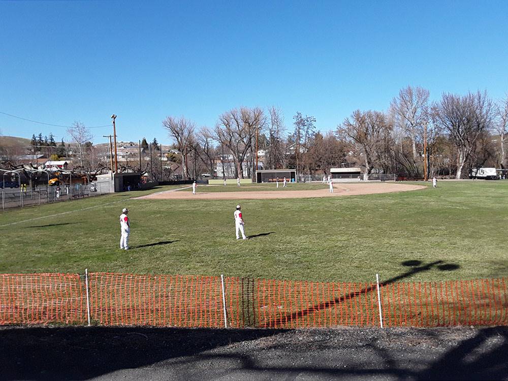 Baseball field with players