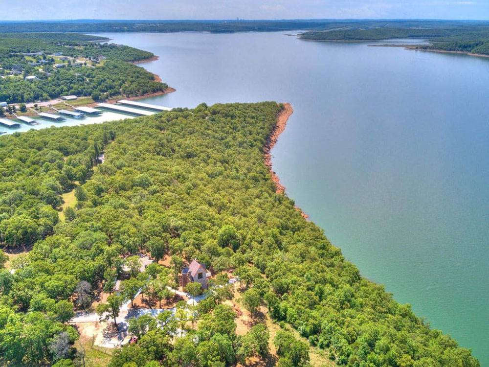 Aerial view of the park and lake Skiatook