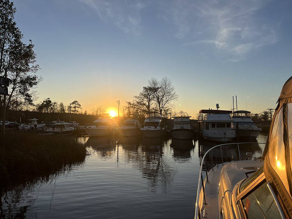 View of the sunset at the dock