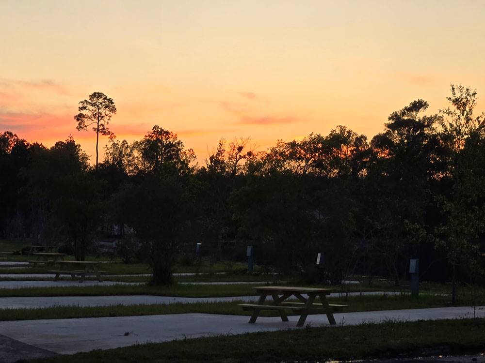 View of paved sites and sunset