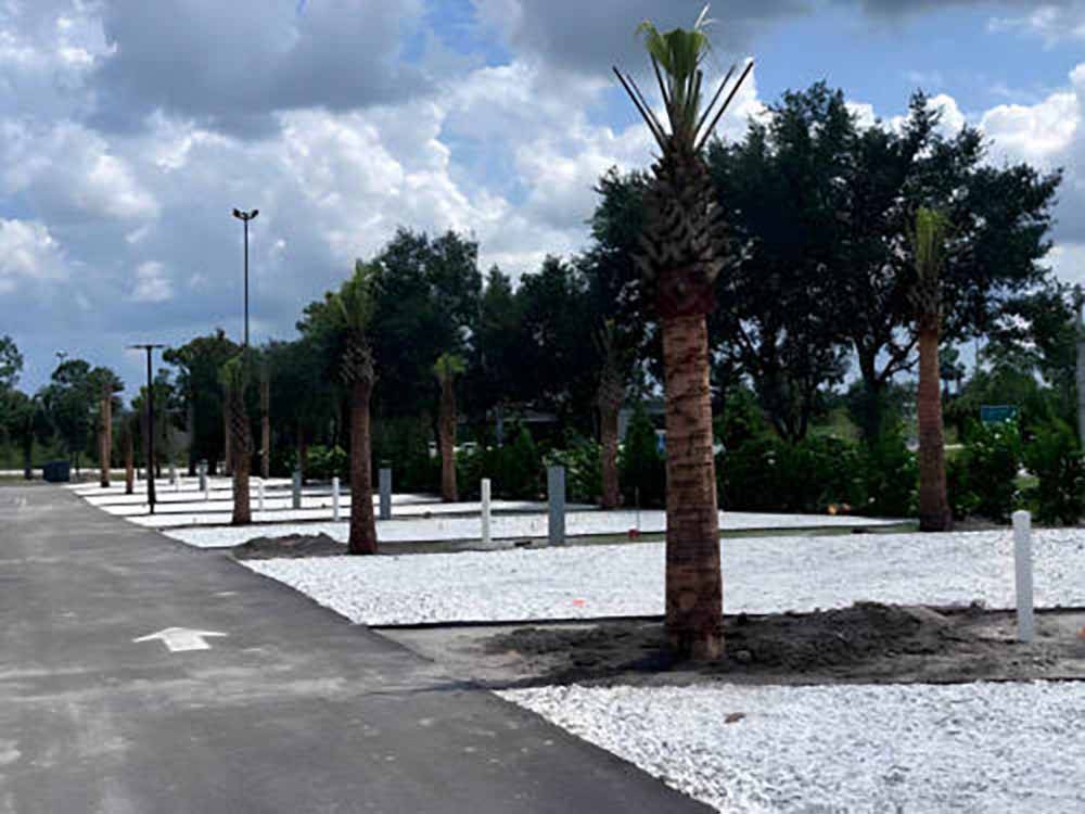 A paved road leading to RV sites