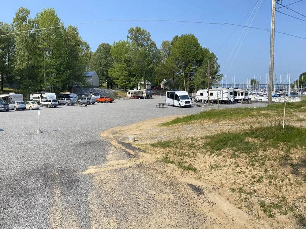 RV sites near a boat dock and marina