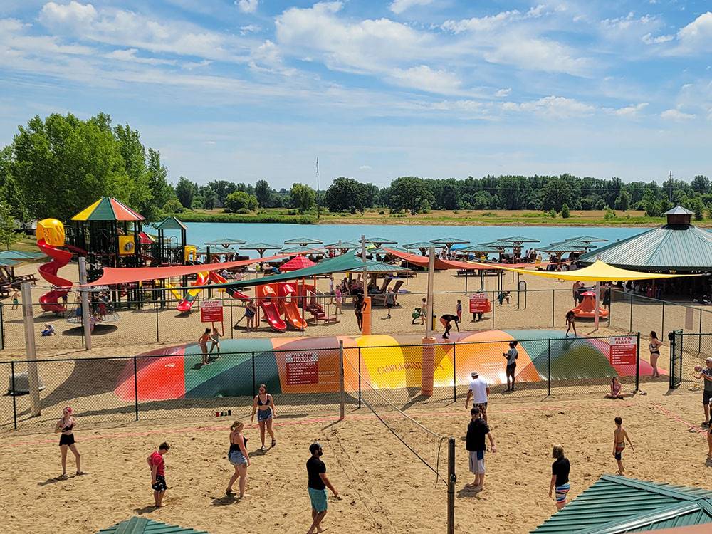People enjoying beach activities