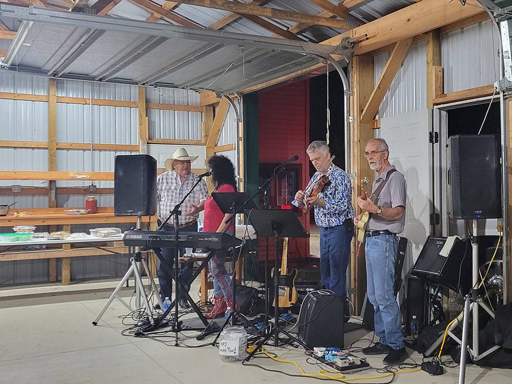 A four-piece band playing