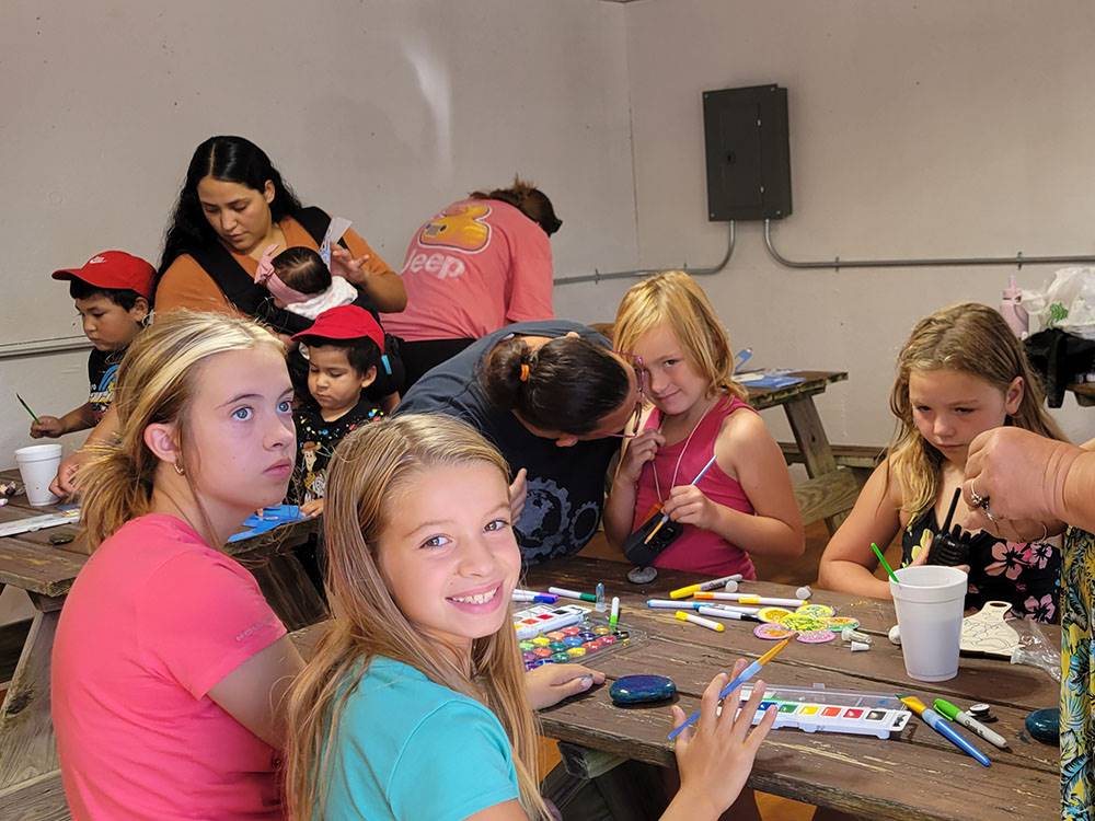 Children participating in craft activities