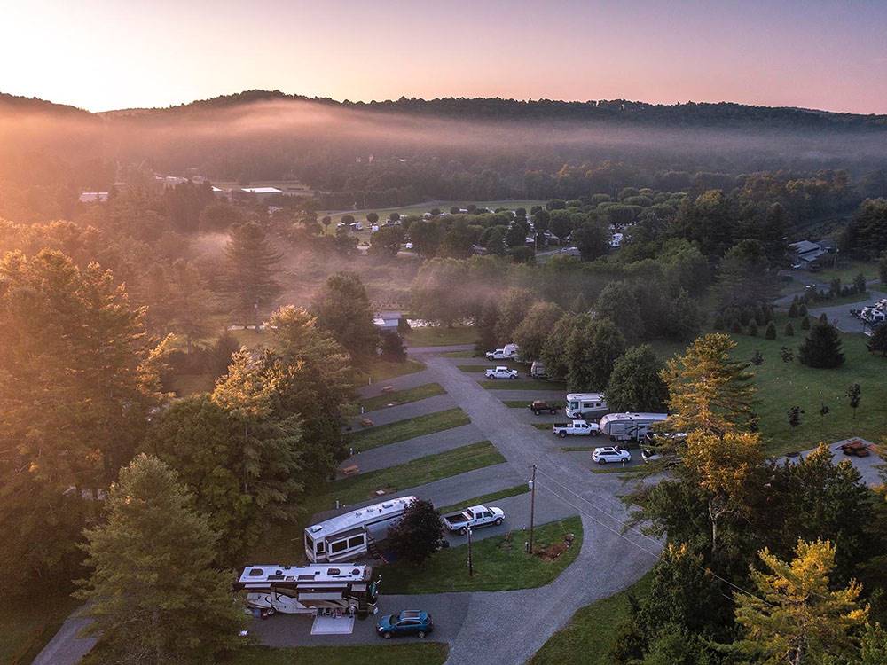 Aerial view of the sites at sunset