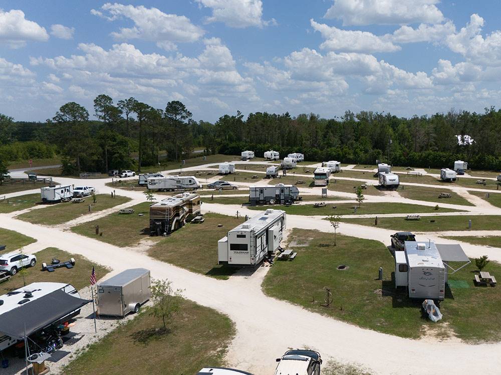 Travel trailers parked in RV spots