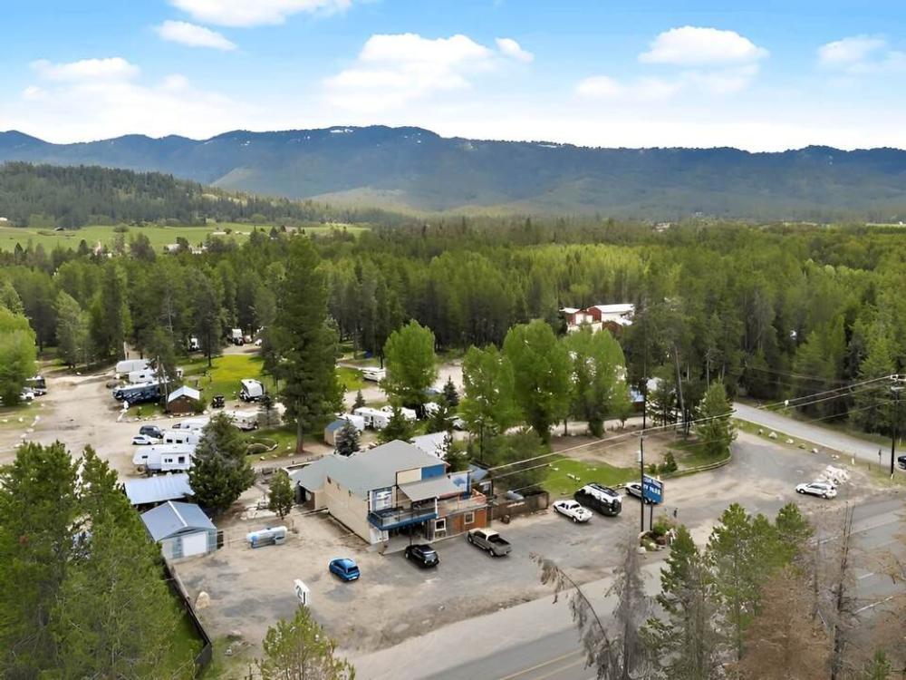 Aerial view of the park at Clear Creek Station RV Park