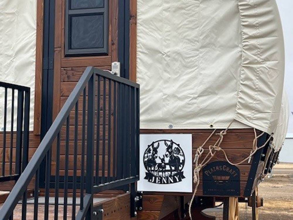 The entrance to a covered wagon