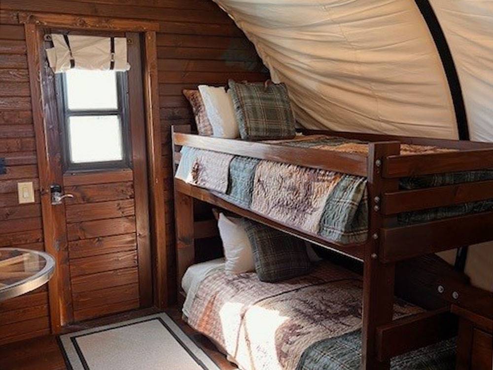 Bunkbeds in a covered wagon