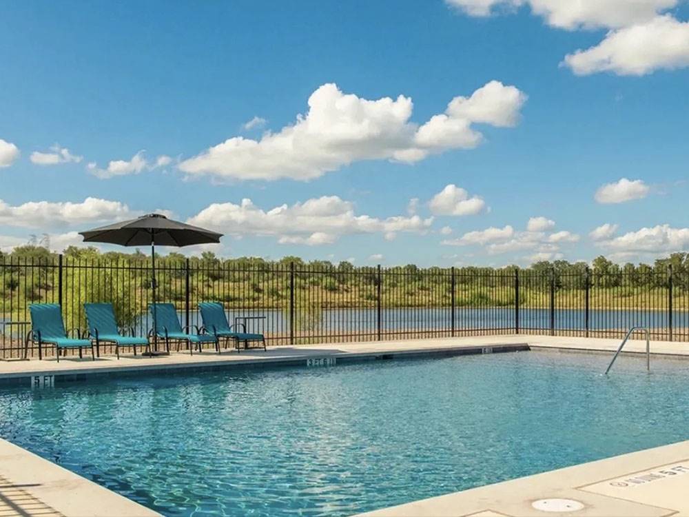 The pool area with seating