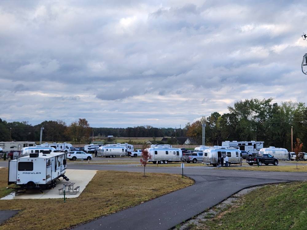 Airstreams parked at sites