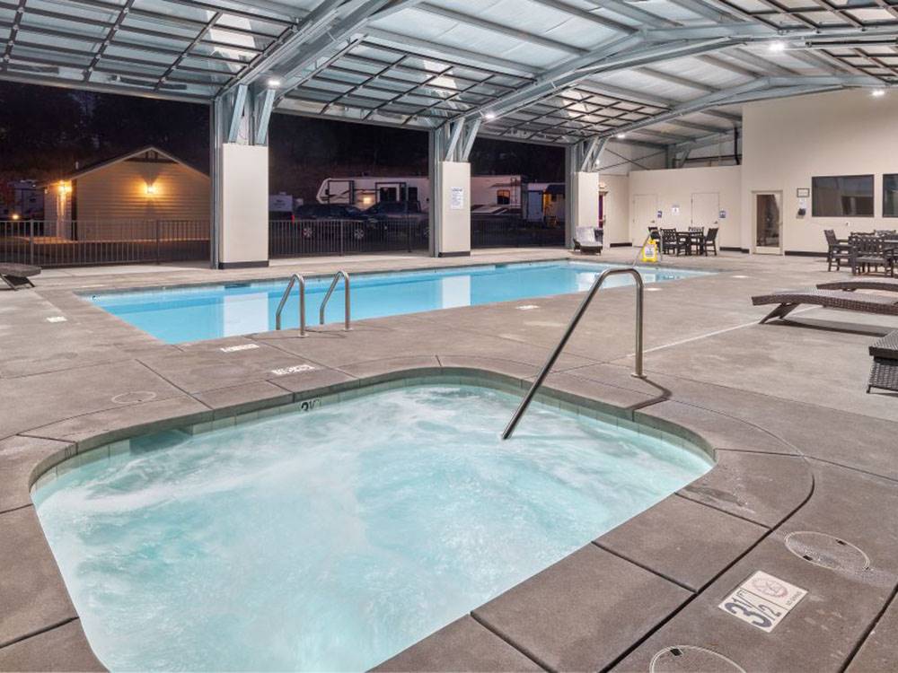 The covered pool and spa