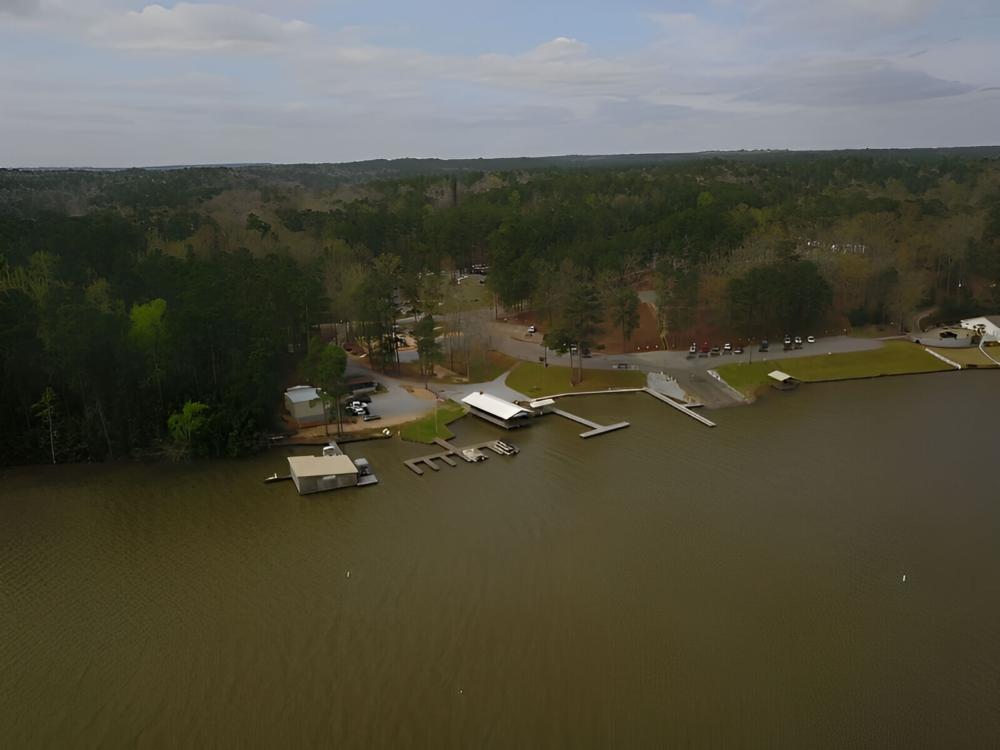 Overhead view at site Higgins Ferry Park