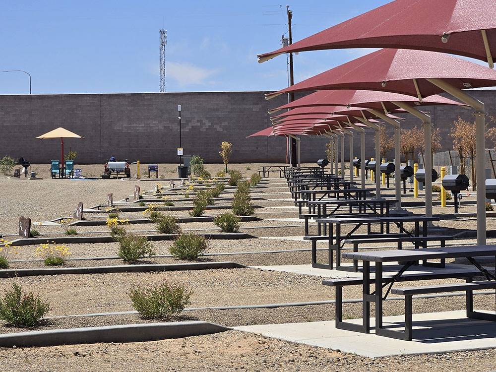 Shaded tables by the RV sites