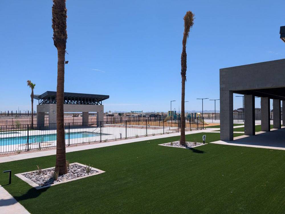 Grassy area by the pool