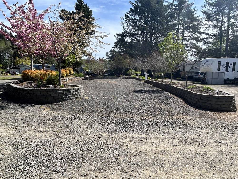 A gravel RV site