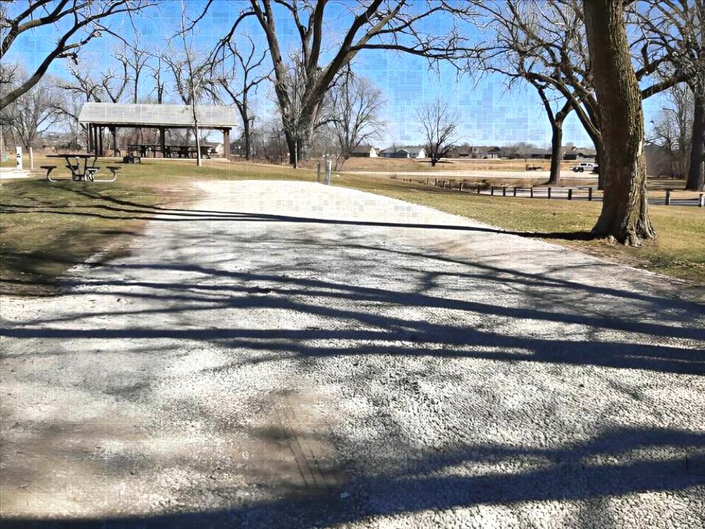 A road leading to the pavilion at Sam Robinson Memorial Park