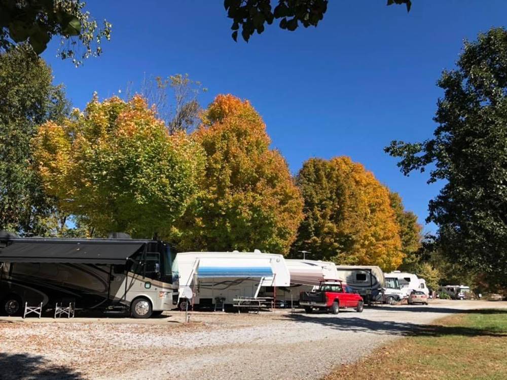 Travel trailers at sites