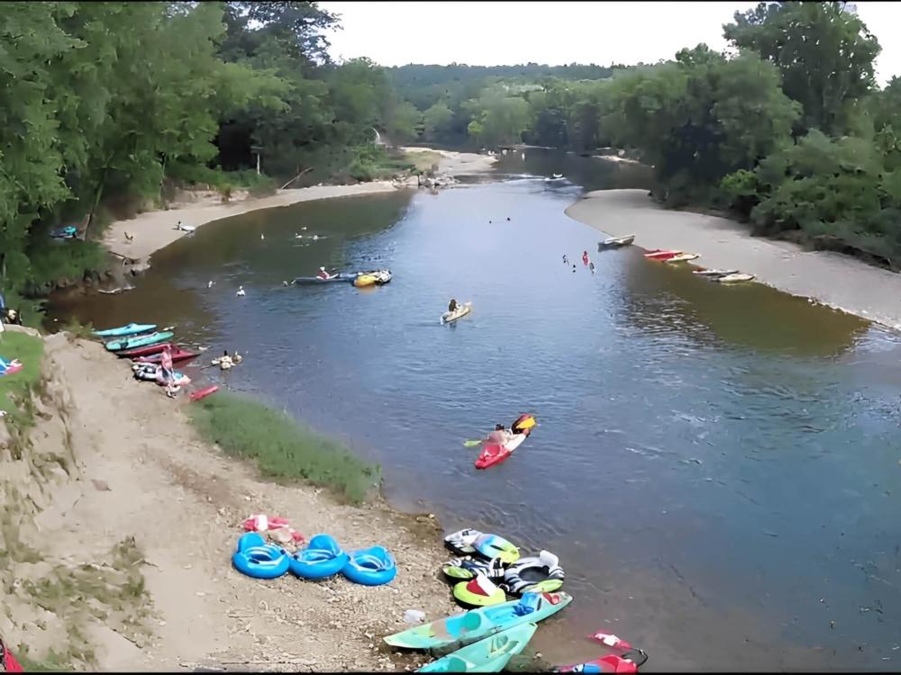 Kayaks on a river