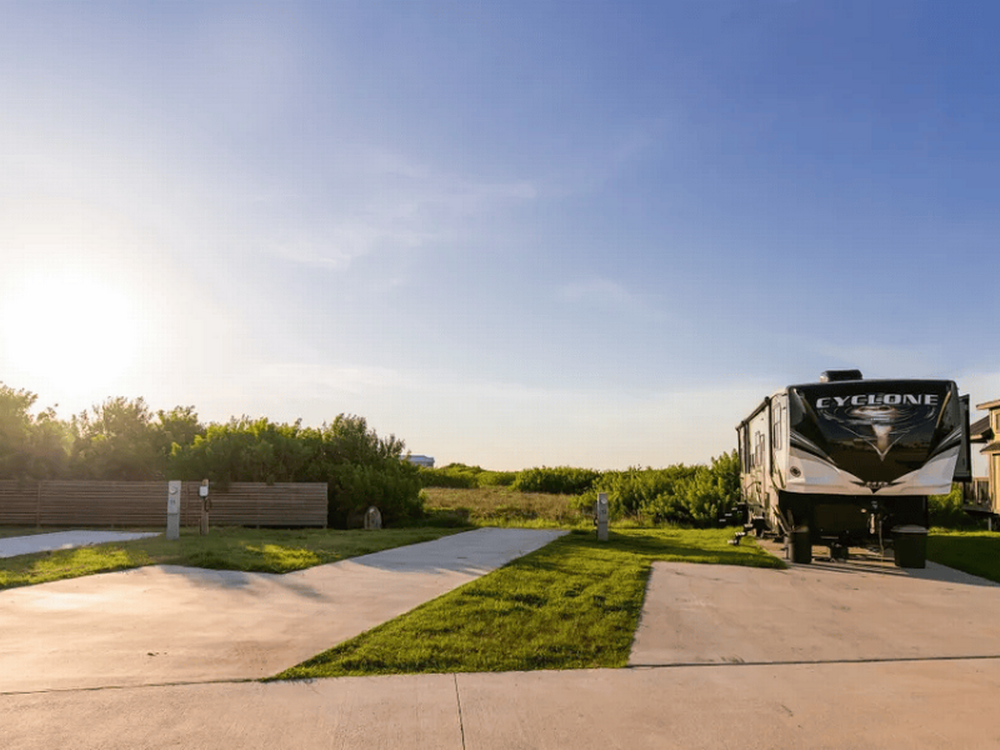 An RV parked in a site