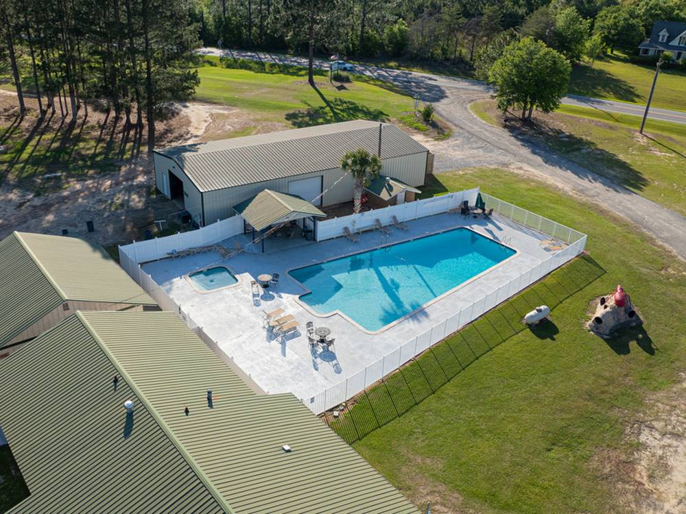 An aerial view of the pool
