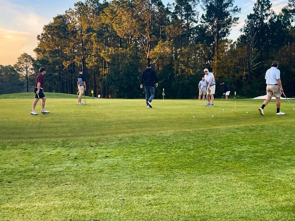 Men playing golf
