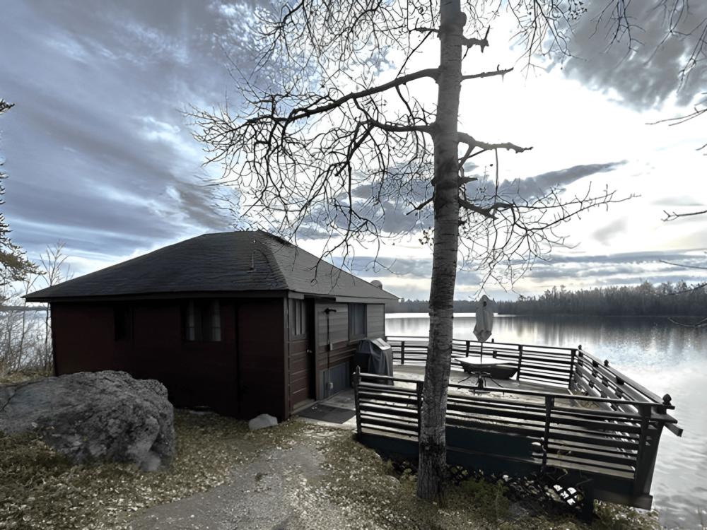 Cabin with deck overlooking the lake